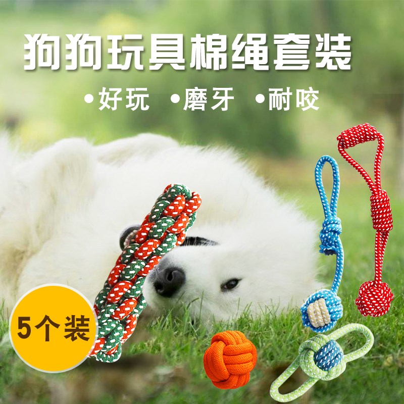 狗狗玩具耐咬繩結玩具 幼犬金毛薩摩耶磨牙泰迪大型犬棉繩5件套在類目 寵物/寵物食品及用品, 貓/狗玩具, 繩結玩具中 - 來自Buy2taobao.com提供專業的淘寶代購服務