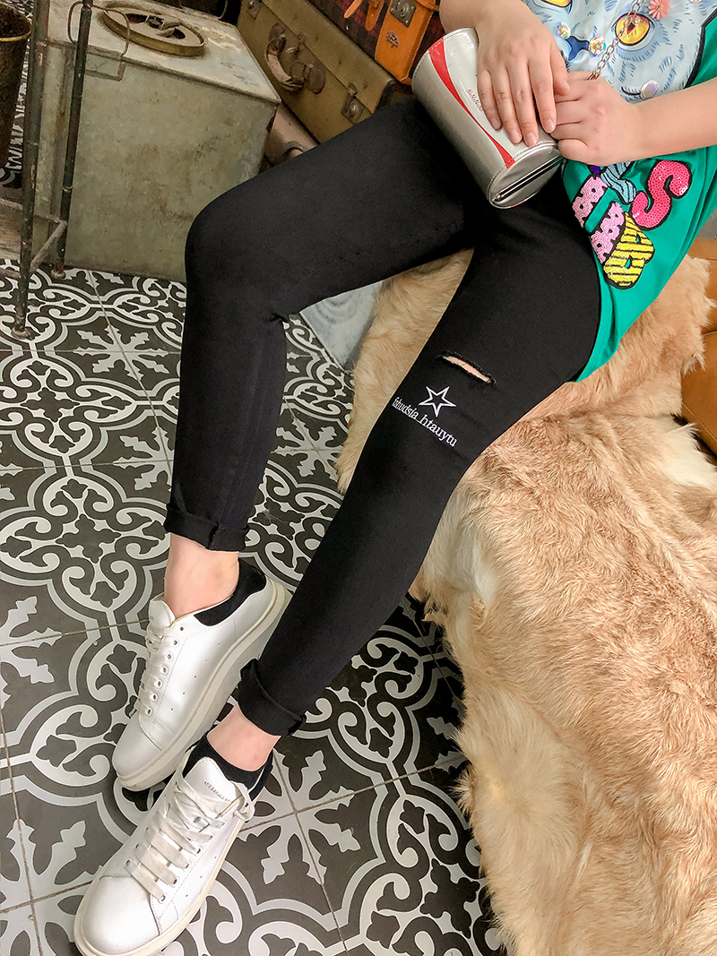 Shanshan Fat sister Versatile Elastic force hole Pencil Pants XL Women wear nets Exorcism Pencil pantsin the Women's clothing/Boutique , Large size women category - from Buy2taobao.com to provide professional Taobao agent buy service