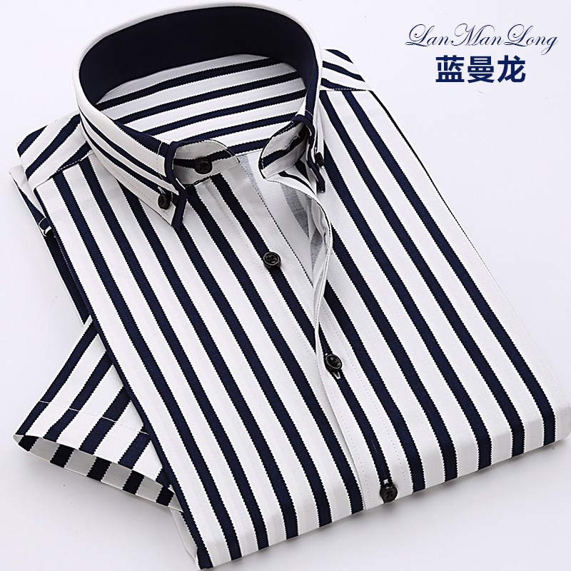 man Short sleeved Vertical stripe shirt Self-cultivation summer pure cotton business affairs shirt business affairs leisure time Korean Edition Trend handsomein the Men's clothing, Shirt category - from Buy2taobao.com to provide professional Taobao agent buy service