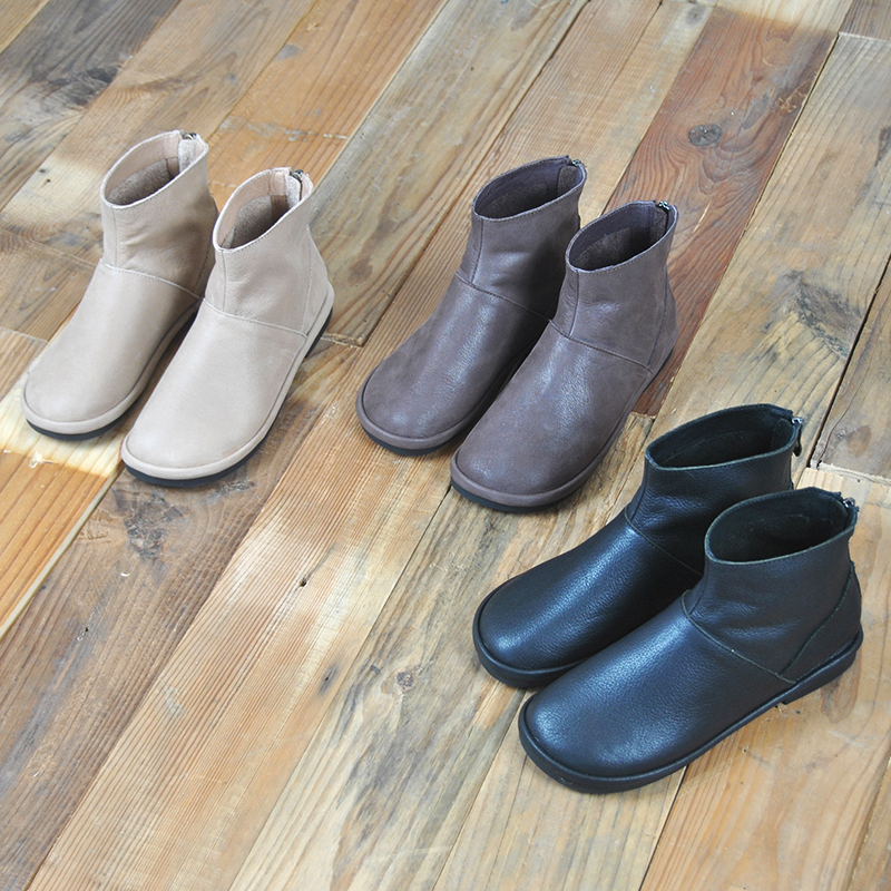 Original Autumn and winter Handmade shoes genuine leather Sen family Plush Women's Boots zipper Bootie solar system Single boots Retro Round Ankle bootsin the Women's Shoes, Boots category - from Buy2taobao.com to provide professional Taobao agent buy service