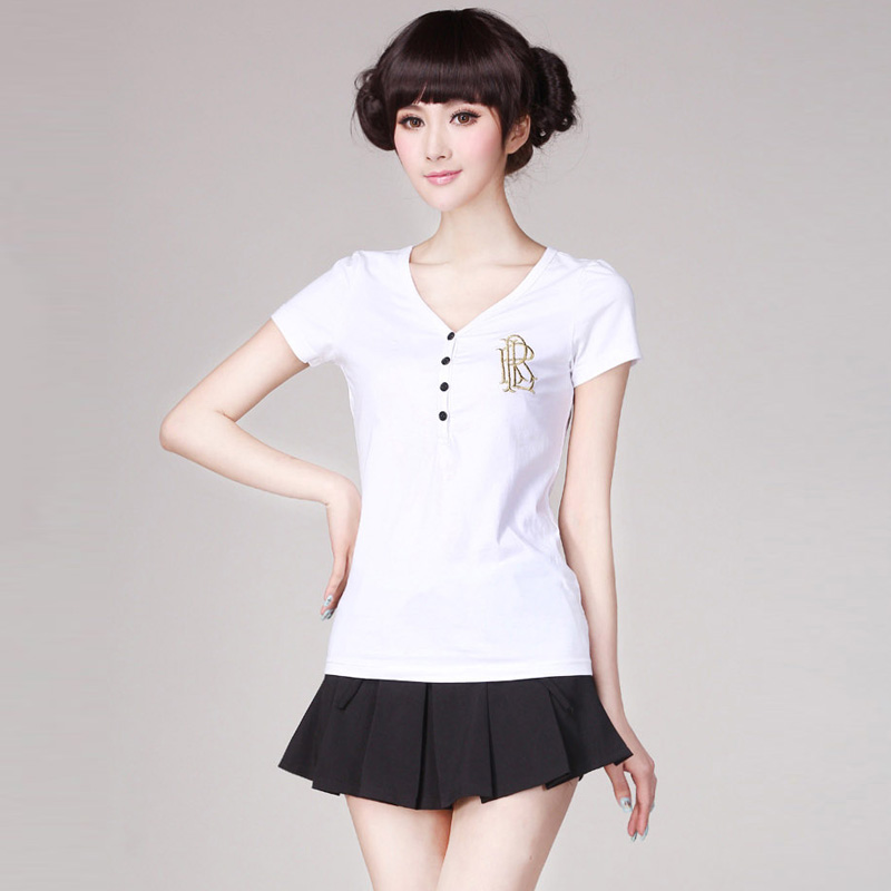 短款t恤短袖纯棉修身...