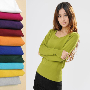 丝光棉长袖U领打底...