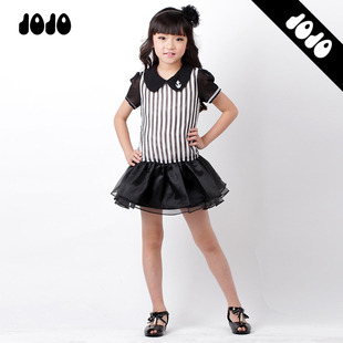  jojo童装 新品女童短袖连衣裙甜美公主裙儿童超短裙雪纺裙子