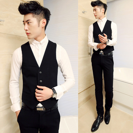 秋装高档服装新款<em>婚礼马甲</em>男韩版修身影楼男士