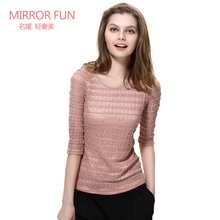 [Sale] MIRRORFUN Hui Fang 2013 summer new ladies OL lace bottoming shirt sleeve T-shirt women