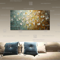 巨传抽象装饰画手绘油画无框挂画客厅现代花卉壁画 白郁金香1二联
