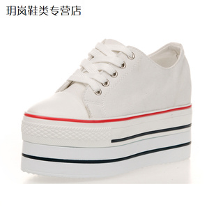  超厚底鞋帆布鞋松糕鞋单鞋潮松高鞋运动女鞋韩版高跟板鞋韩国