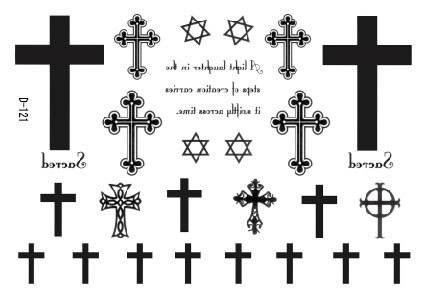 基督十字架英文组合刺青纹身贴纸 D-121