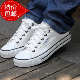  包邮帆布鞋男士 韩版潮 情侣款帆布鞋 男女休闲版鞋 纯色简约单鞋