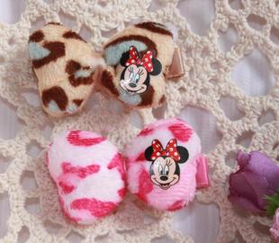  正品迪士尼DISNEY儿童头饰 米妮头豹纹蝴蝶结发饰 发夹 BB夹