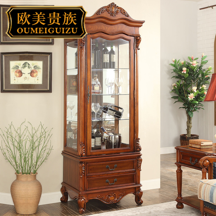 欧式仿古单门玻璃装饰柜 家用客厅门厅展示柜 美式乡村实木小酒柜|msdalam kategori perabot kediaman, kabinet, wain sejuk - dari Buy2taobao.com untuk memberikan perkhidmatan ejen Taobao profesional membeli