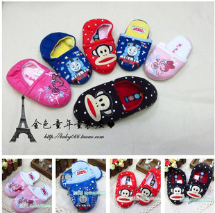  3双包邮外贸 男女童宝宝托马斯居家地板鞋室内鞋儿童棉拖鞋包跟