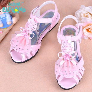  淘小鸭韩版高跟凉鞋 女大童公主凉鞋儿童凉鞋 蝴蝶结单鞋凉鞋