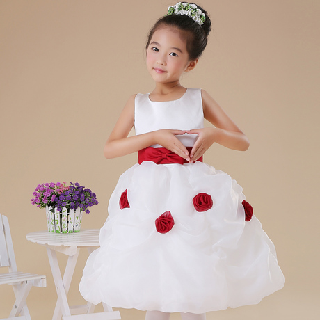 小魔仙 白色手工钉花蓬蓬裙 <em>女童</em>花童礼服公主