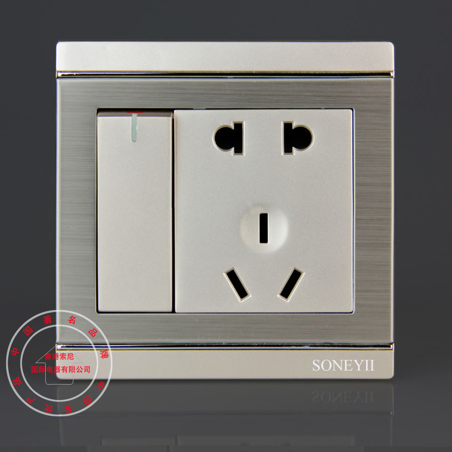 索尼开关插座 雅致系列金属拉丝 一位大翘板单