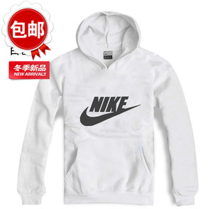  秋冬装韩版耐克nike加绒男女大码运动卫衣加厚长袖带帽情侣款外套