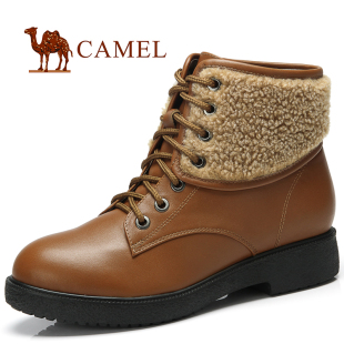  Camel骆驼正品 牛皮女鞋 马丁靴新款短靴 欧美保暖女靴 81050603