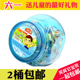  不二家罐装棒棒糖/零食/香醇牛奶+乳酸牛奶味/喜糖/桶装60支 348g