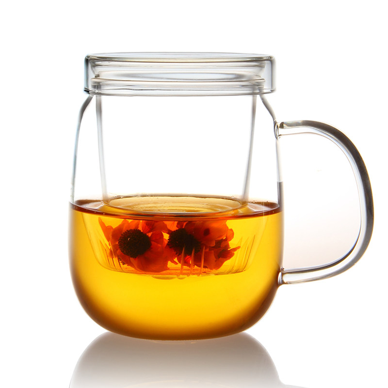 顶级办公杯 福容P-06全玻璃水茶杯飘逸杯泡茶壶过滤器500ml包邮