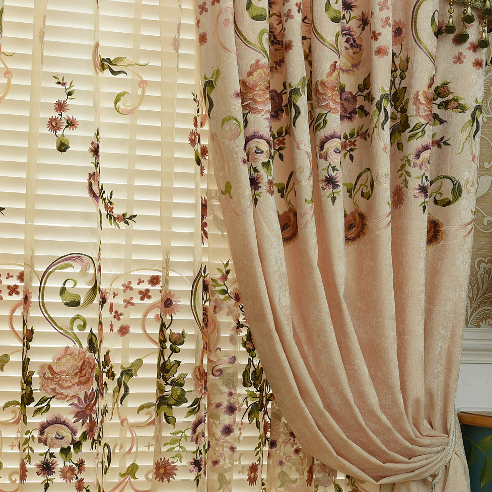 May River Home Textiles high-grade European style Countryside Big flower Chenille Embroidery bedroom Living room curtains cloth Window screening customizedin the Home Fabric , Curtains and curtain accessories , Custom curtains category - from Buy2taobao.com to provide professional Taobao agent buy service