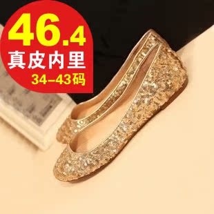  春鞋闪亮片平底鞋 欧美 单鞋婚鞋外贸大码女鞋 外贸原单女鞋