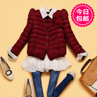  蘑菇街韩版女装外套冬装 潮衣服 加厚棉衣外套 泡泡袖冬棉衣CE3-4