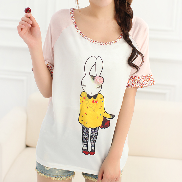 韩版兔子宽松短袖...