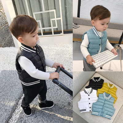 辰辰妈婴童装一岁男童秋冬加厚棉马甲宝宝无袖棒球服外套婴儿马甲