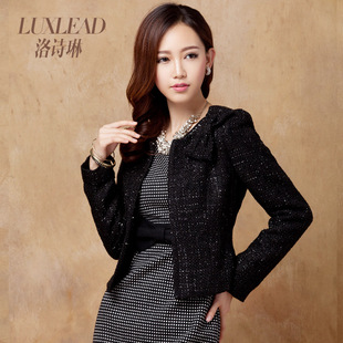  LUXLEAD洛诗琳  冬款新品 韩版蝴蝶结圆领长袖修身短外套