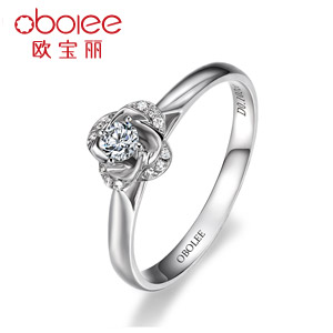 欧宝丽钻石 玫瑰之舞白18K金钻石女戒钻石戒指订婚结婚女戒指定制 欧宝丽钻石 玫瑰之舞白18K金钻石女戒钻石戒指订婚结婚女戒指定制