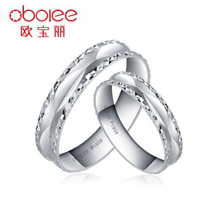  欧宝丽 铂金对戒 情侣戒指 pt950对戒铂金情侣对戒定制爱情桂冠