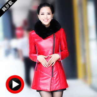  海宁皮衣 新款 真皮羽绒服 女 真皮皮衣 绵羊皮 中长修身外套