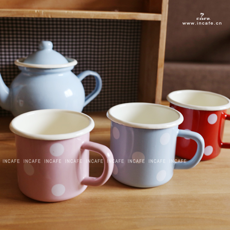 INCAFE |搪瓷杯可爱水玉搪瓷水杯 搪瓷杯子 ZAKKA 杂货 340ml在类目 餐饮具, 咖啡器具, 咖啡杯中 - 来自Buy2taobao.com提供专业的淘宝代购服务