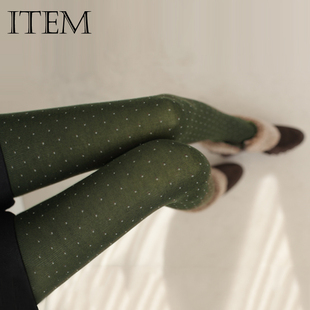  ITEM秋冬新品 超舒适糖果色竖条点点加裆女式踩脚袜 打底袜子