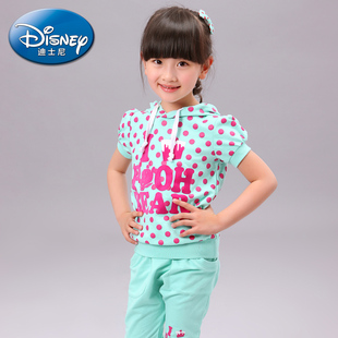  迪士尼正品童装女童短袖套装休闲儿童百搭套装夏装新款夏装