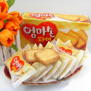  韩国进口 乐天妈妈手派饼干 384层奶香脆薄饼 127g克
