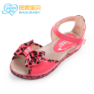  班妮宝贝正品童鞋时尚豹纹女童凉鞋 夏季新款韩版儿童凉鞋