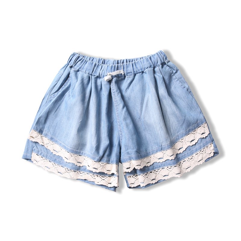 summer lady leisure time Korean Edition Jeans 2018 fashion lace Elastic waist College wind shorts 1642in the Women's clothing/Boutique , Jeans category - from Buy2taobao.com to provide professional Taobao agent buy service