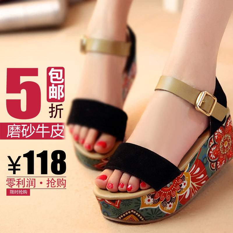 2013 new style leather platform Sandals wedges platform sandals and summer fish mouth shoes Sandals Women 701