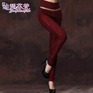  约瑟芬梵秋冬休闲新款蕾丝铅笔裤修身高腰弹力小脚靴裤女2747