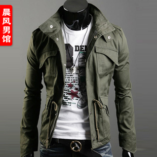  春装新款男装爆款双层袋韩版修身男士夹克男衣服休闲外套男潮