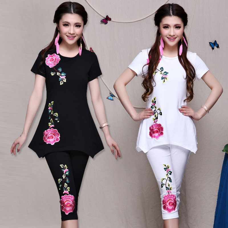 Chinese style Sports suit Two piece set pure cotton leisure time suit Large mom Ethnic style Embroidery suitin the Women's clothing/Boutique , Set/Student uniforms/Work uniforms , Leisure sports suit category - from Buy2taobao.com to provide professional Taobao agent buy service