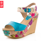 2013 new slope with sandals summer fashion bohemian Roma <span class=H> </span> muffin thick crust fish head high-heeled shoes <span class=H> </span> Son