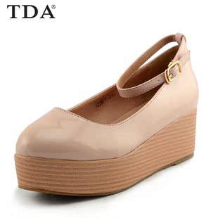  TDA漆皮糖果色松糕鞋厚底鞋 欧美英伦风女鞋 潮春款时尚单鞋