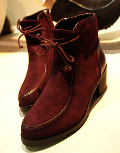  春款时尚女靴粗跟短靴高跟马丁靴系带骑士靴裸靴潮款女鞋