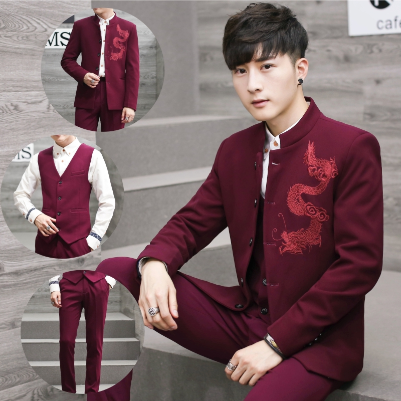 Tang costume Chinese tunic suit Young men Self cultivation Groom man 's suit suit Chinese style full dress Groomsman Chinese style men's wear formal wearin the Men's clothing, National costume category - from Buy2taobao.com to provide professional Taobao agent buy service