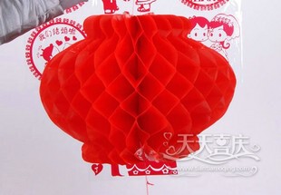  新年春节装饰用品 宴会聚会装饰灯笼 大红蜂窝红灯笼 大中小号