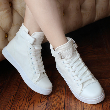 Han edition high help canvas shoes women sweet casual shoes Hand-painted shoes increased candy color inside Velcro white