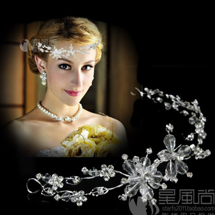  新娘额饰头饰发饰头花朵水晶头饰 结婚发饰舞台舞蹈造型摄影头饰