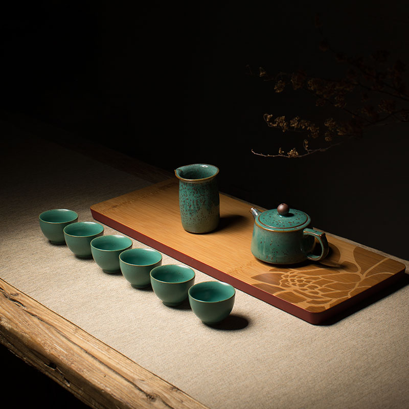 竹韵凝香炉钧新款泡茶壶公道杯6茶杯钧瓷陶瓷功夫茶具套组茶道在类目 餐饮具, 茶具, 功夫茶具中 - 来自Buy2taobao.com提供专业的淘宝代购服务